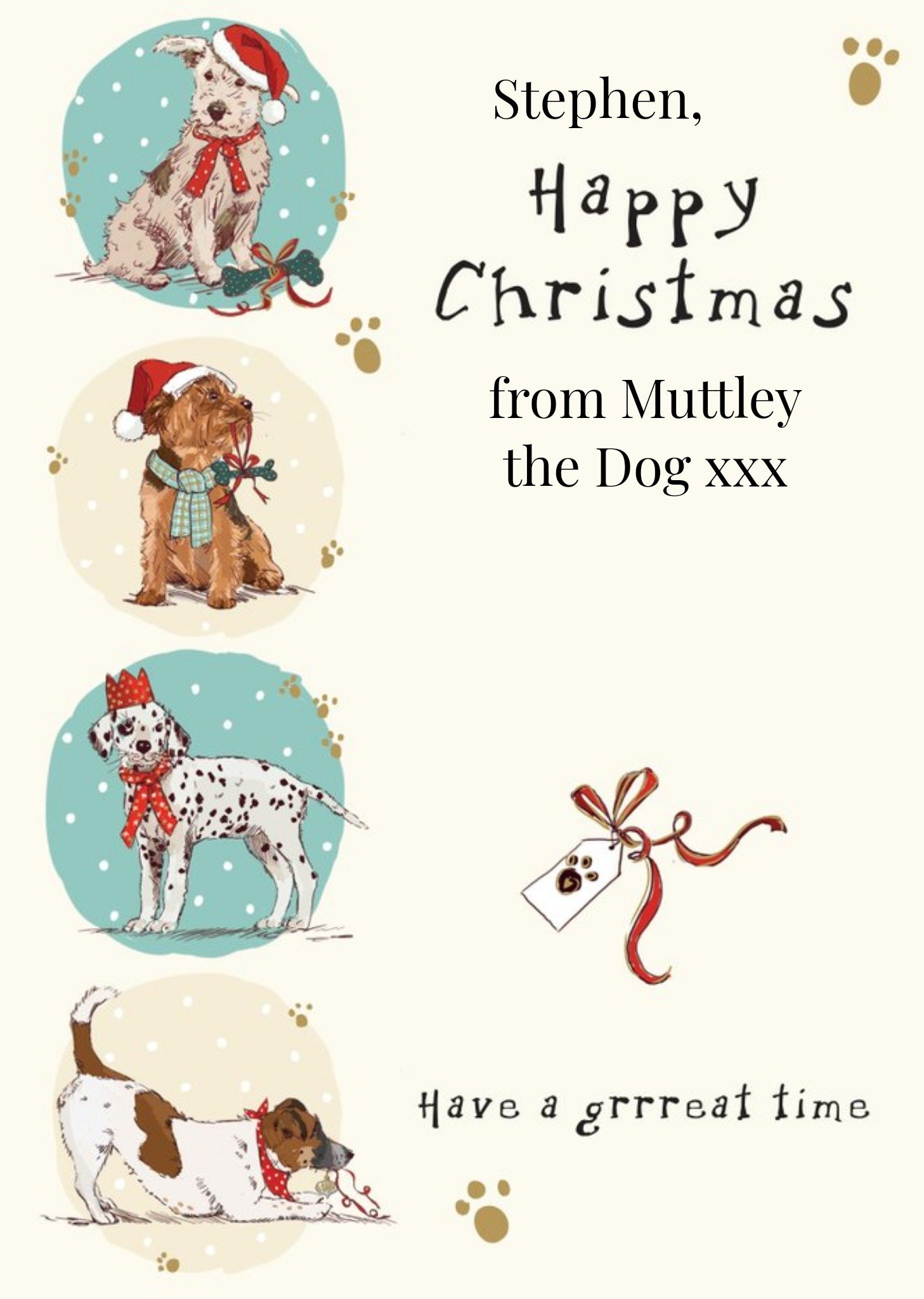 Ling Design Festive Puppies Personalised Happy Christmas From The Dog Card Ecard