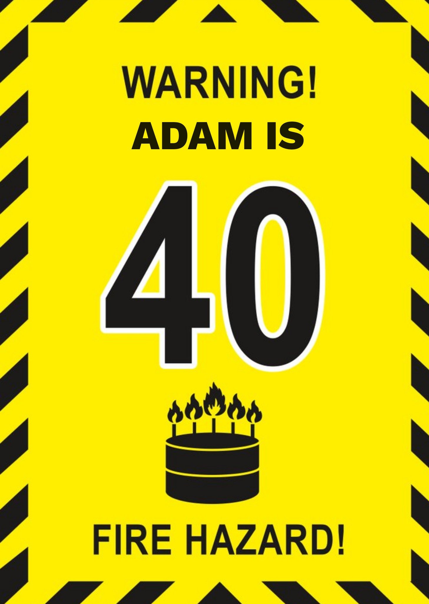 Moonpig Warning Fire Hazard 40th Birthday Card, Large