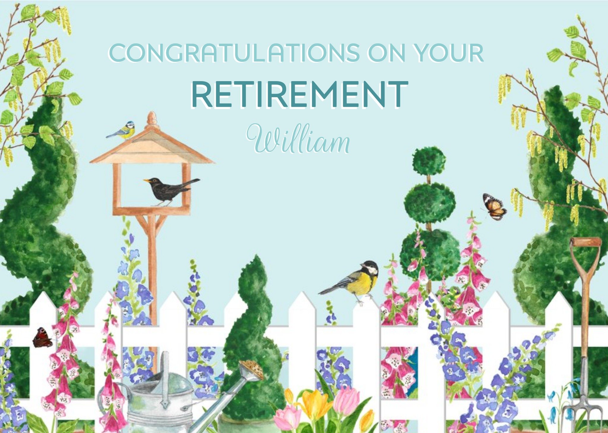 Retirement Garden Illustration Card Ecard