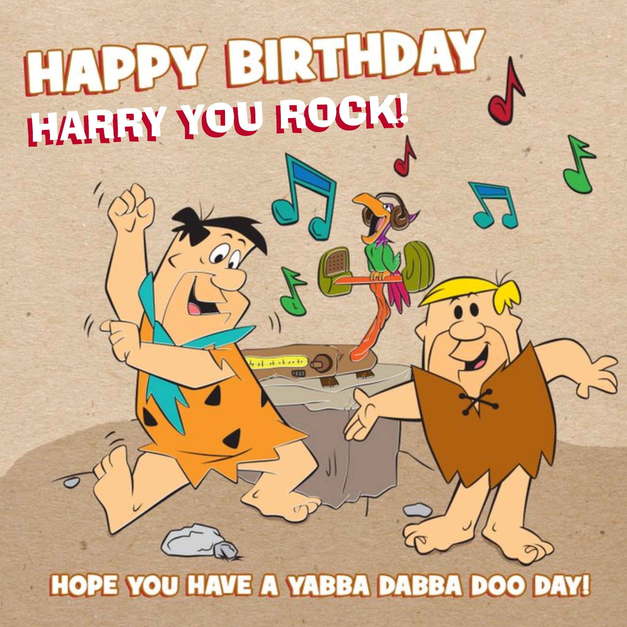 Other The Flintstones Personalised Happy Birthday Card, Square