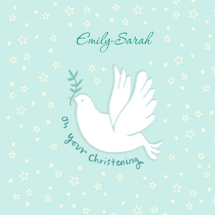 Cute Illustrated Dove On Your Christening Card