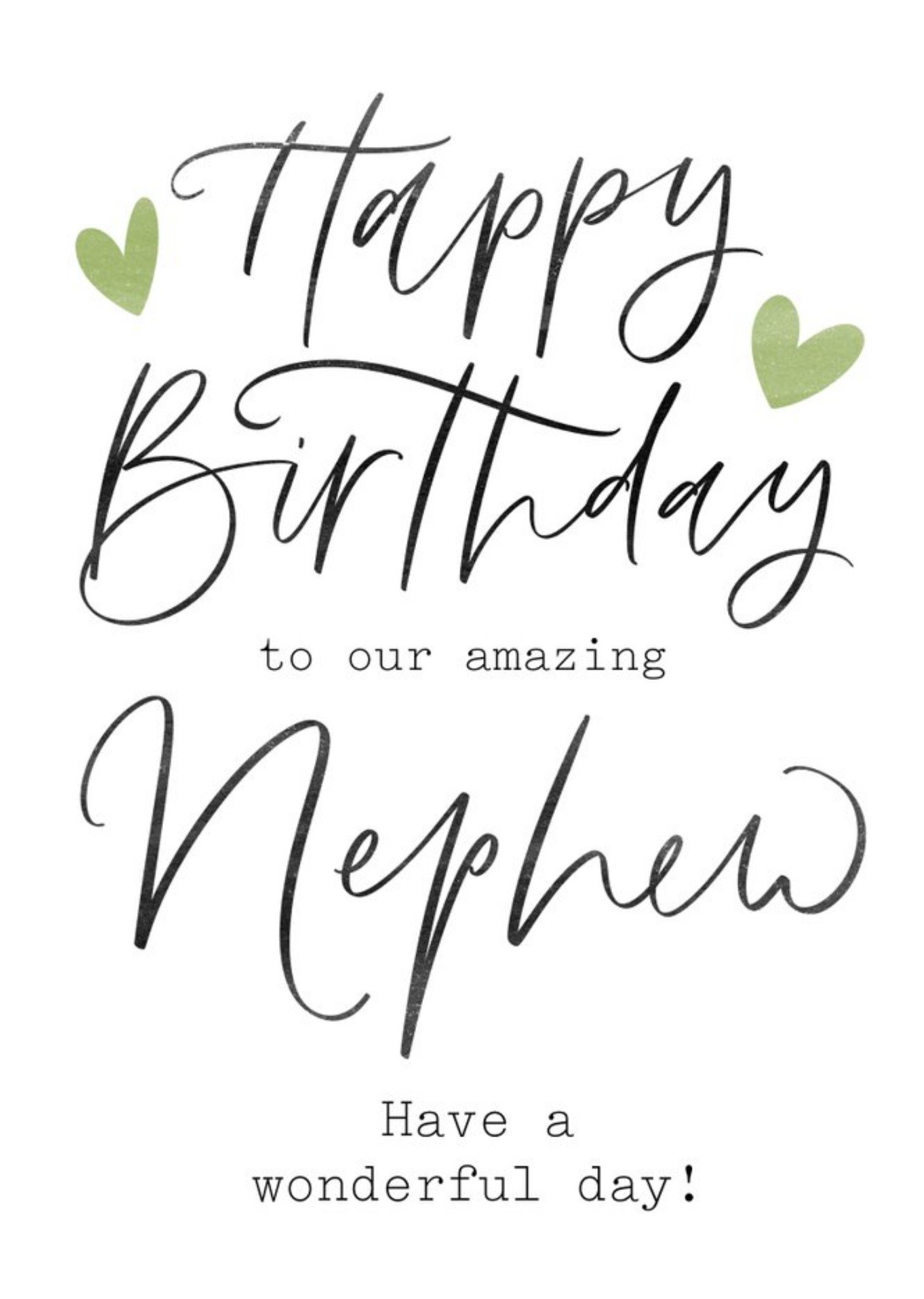 Typographic Calligraphy Nephew Birthday Card Ecard