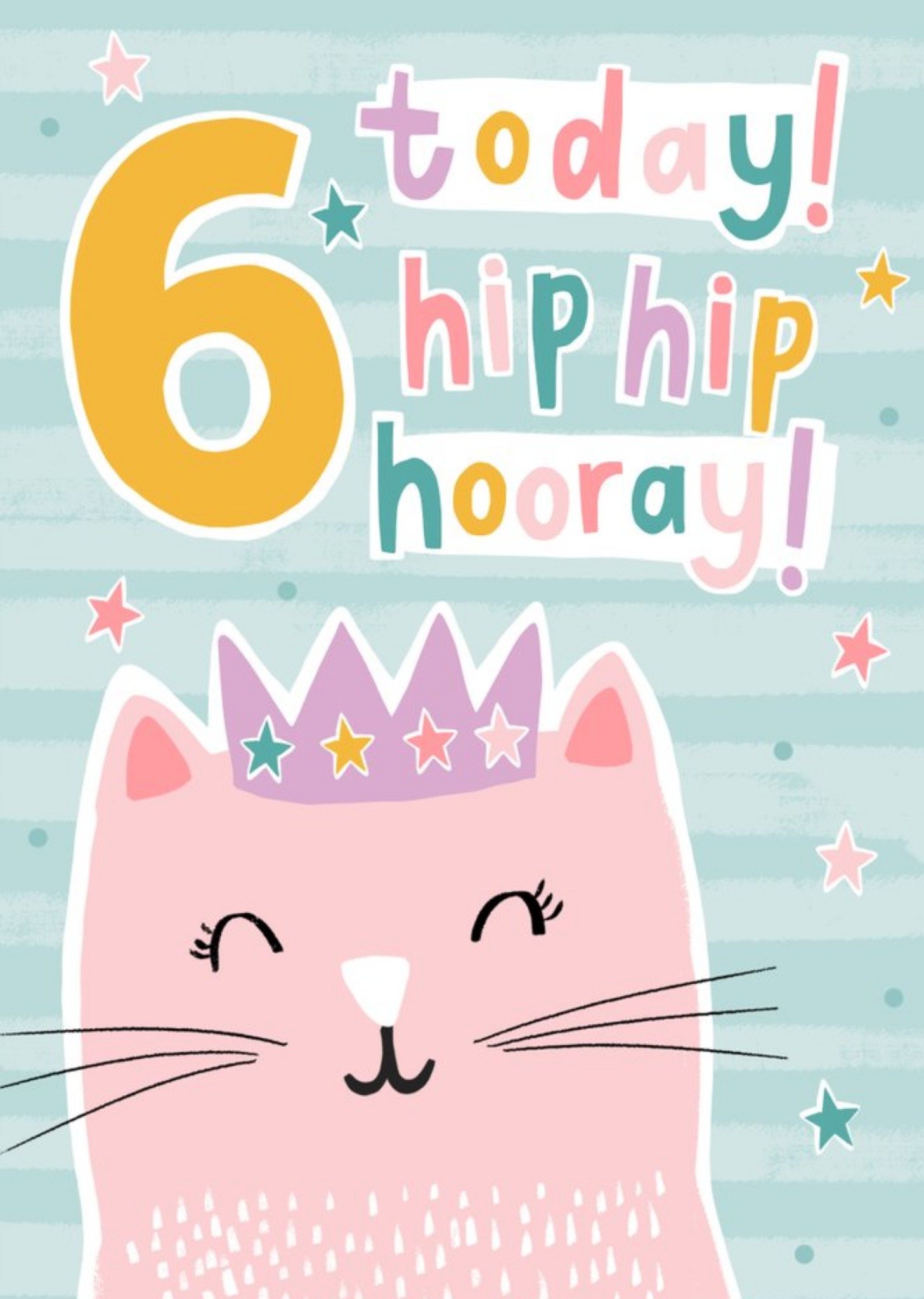 Moonpig Kitten 6th Hip Hip Hooray Cat Birthday Card Ecard