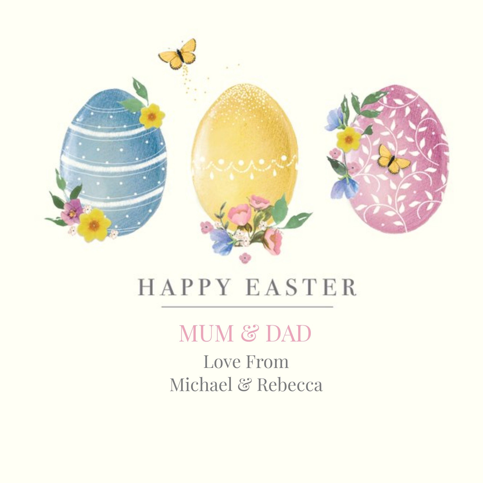 Clintons Simple Illustrated Floral Easter Egg Card, Square