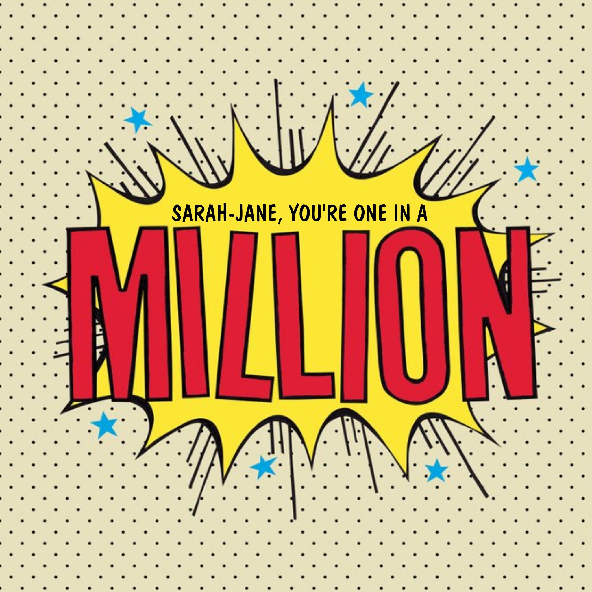 Moonpig Personalised Comic Book Style Youre One In A Million Card, Square