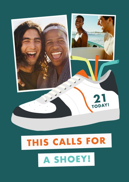 Illustration Of A Shoe With Drinking Straws Twenty First Birthday Photo Upload Card