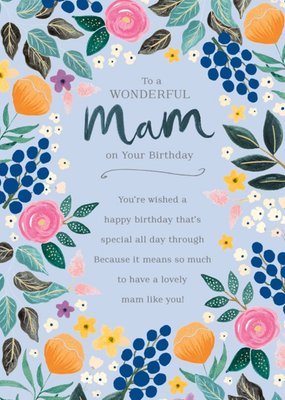 UKG Floral Illustrated Verse Mam Birthday Card