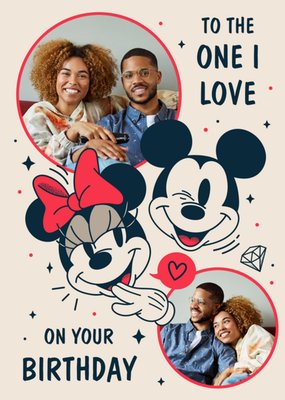 Disney Mickey And Minnie Mouse One I Love Photo Upload Birthday Card