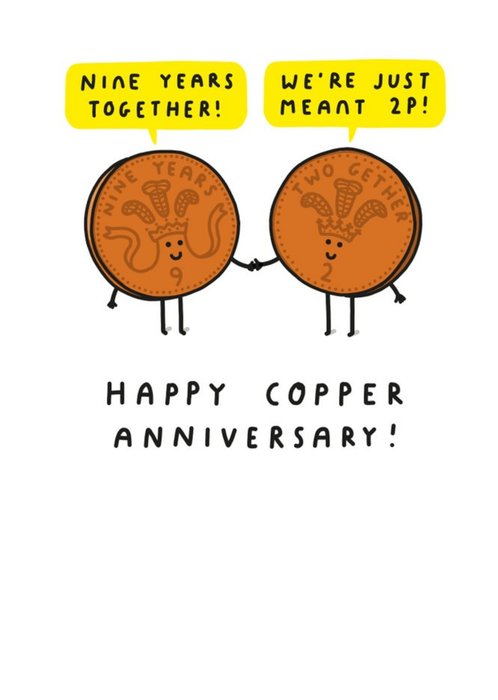 Fun Cartoon Copper Ninth Anniversary Card