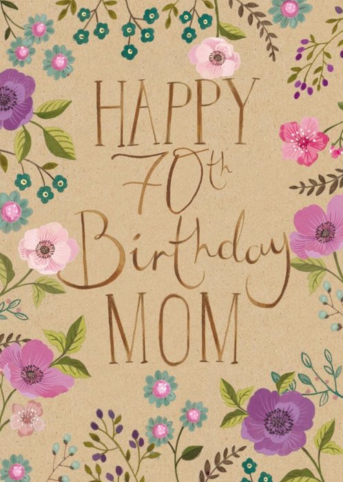 Clintons Mom Floral Watercolour 70th Birthday Card