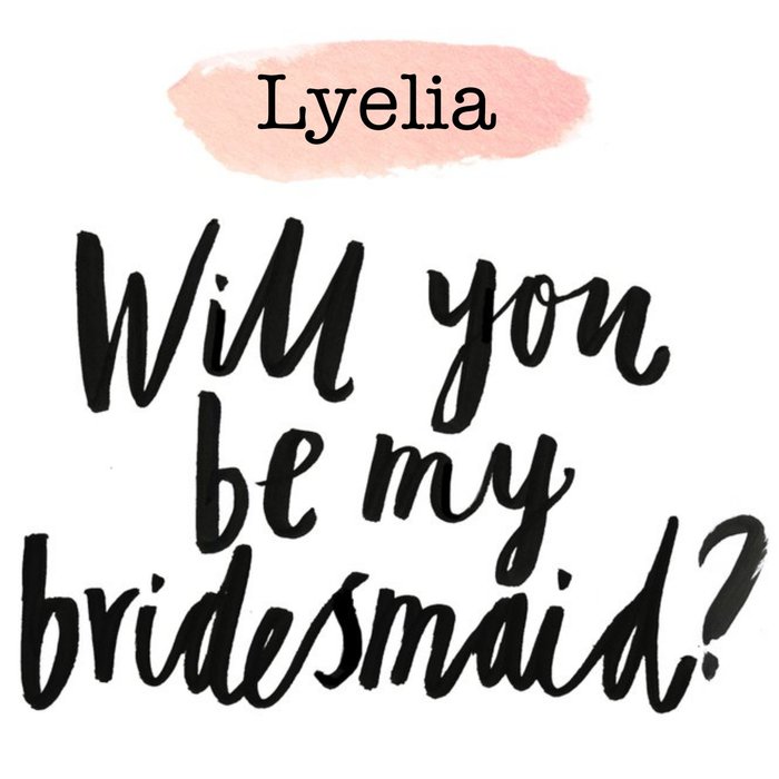 Pink Watercolour Personalised Will You Be My Bridesmaid Card