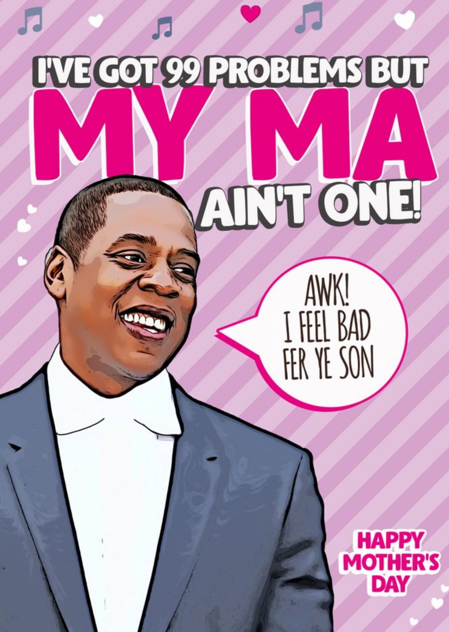 Moonpig Ferry Clever Illustration Irish Celebrity Hip Hop Music Mother's Day Card Ecard