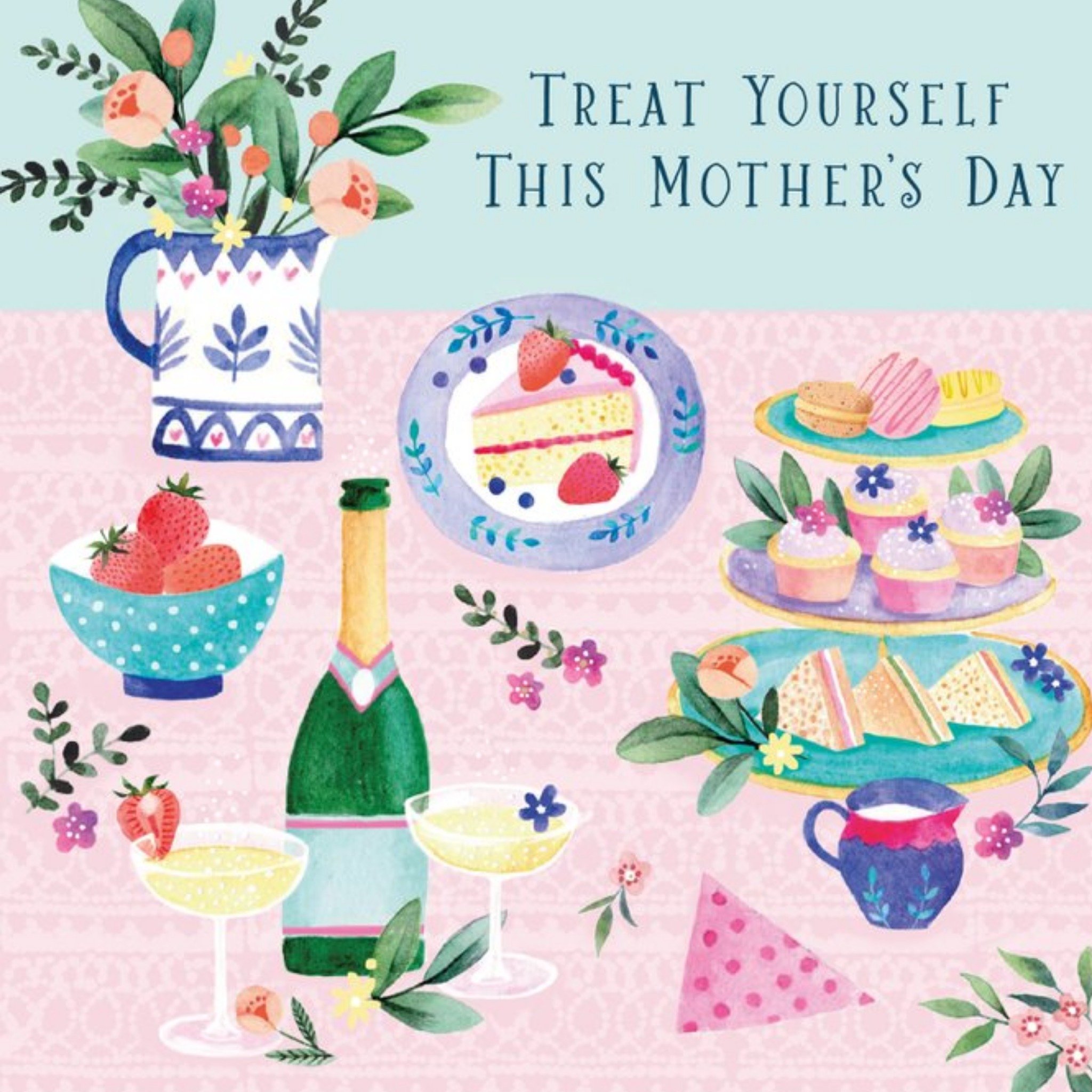 Moonpig Pigment Cute Illustration Treat Yourself Mother's Day Card, Square