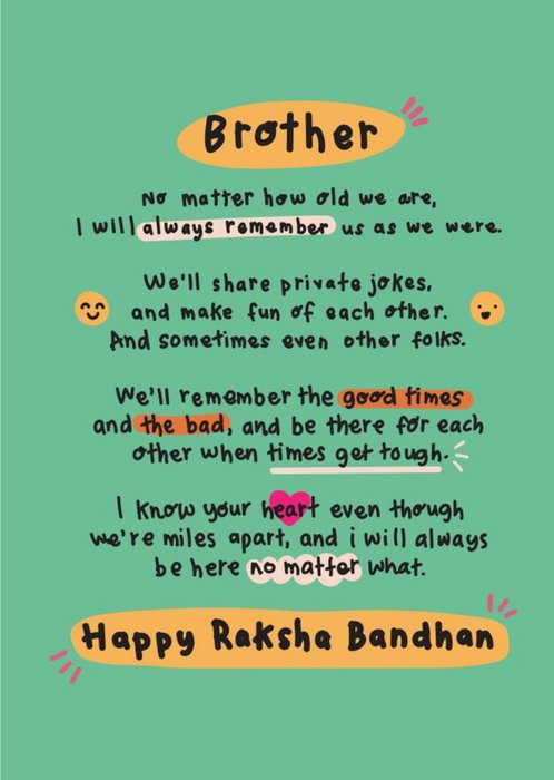 Brother No Matter How Old We Are Raksha Bandhan Card