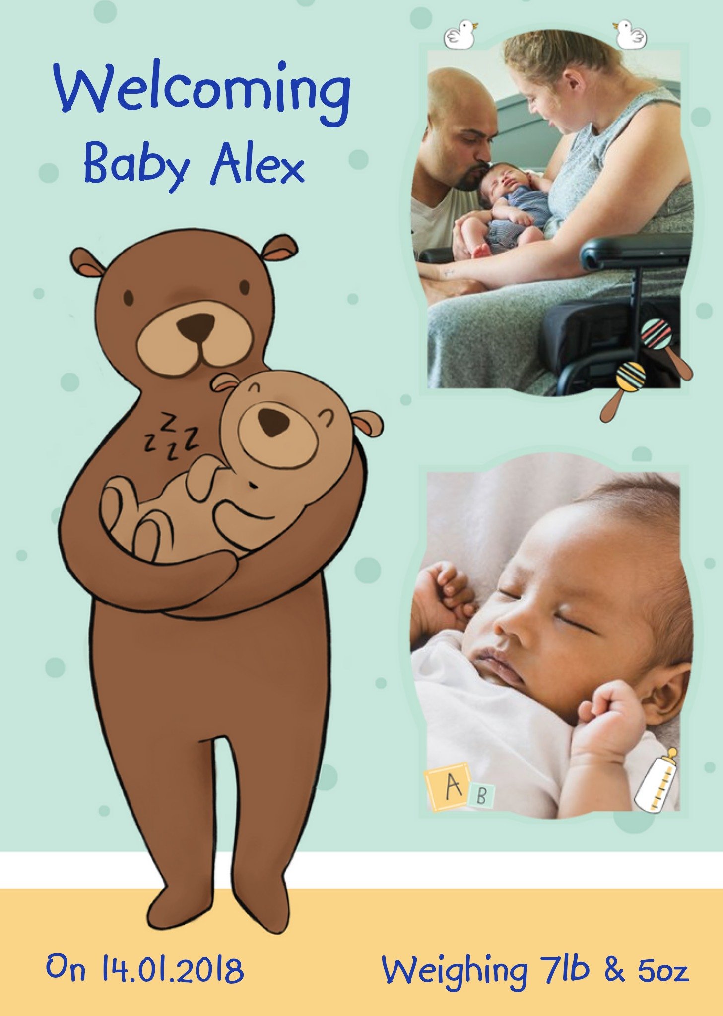 Bear Hugs New Baby Photo Card Ecard