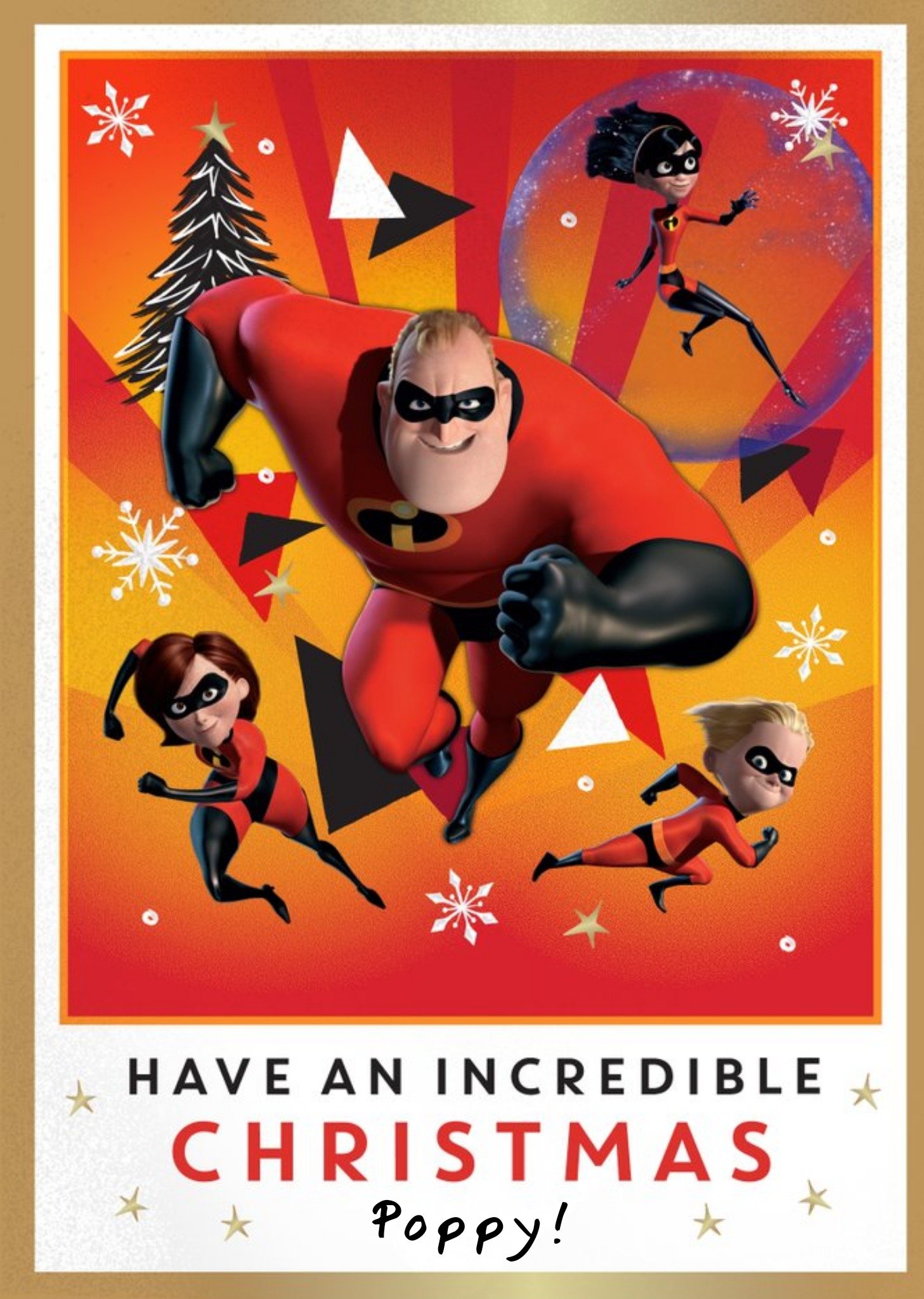 Disney The Incredibles Personalised Christmas Card Ecard