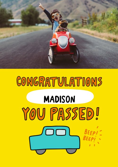 Fun Personalised Photo And Typographic Congratulations Driving Test Card