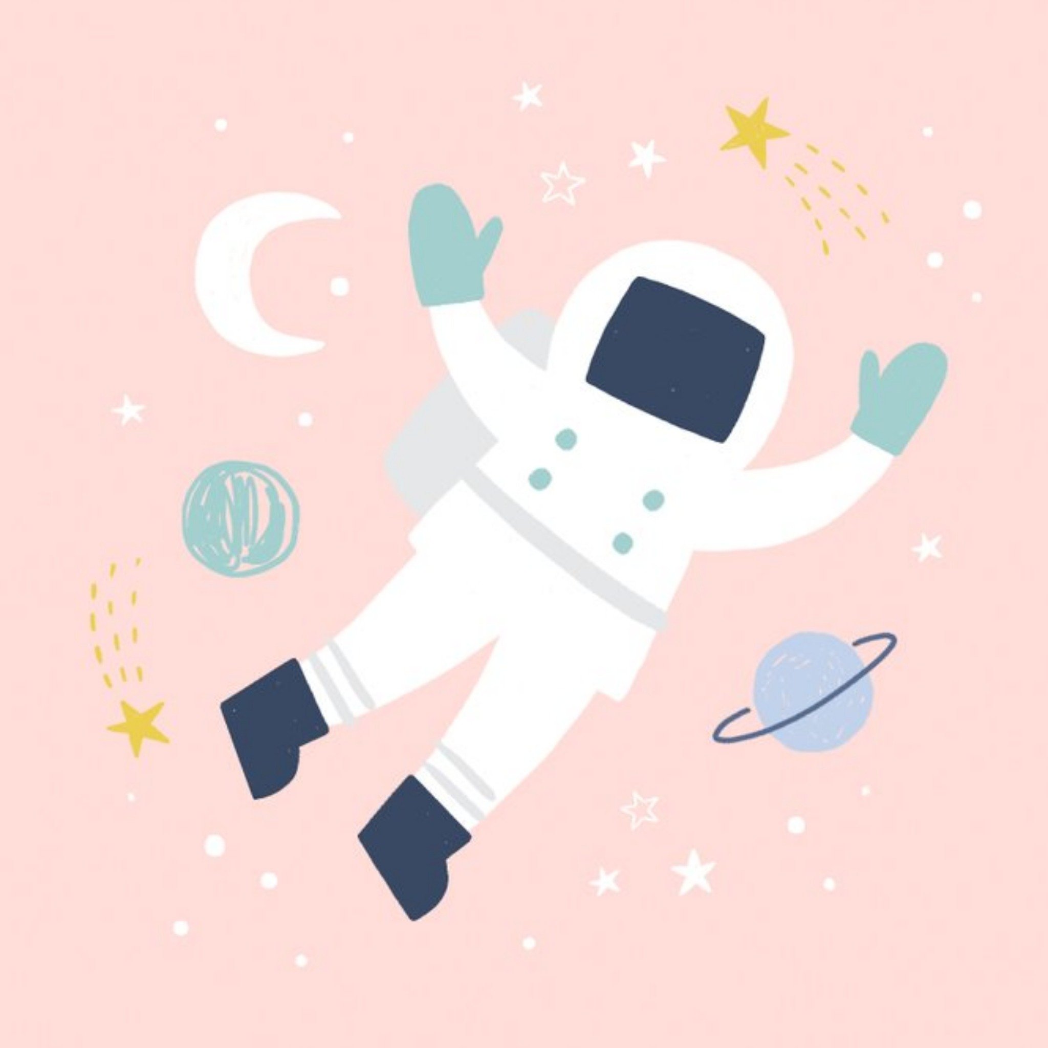 Moonpig Astronaut Cute Kids Card, Square