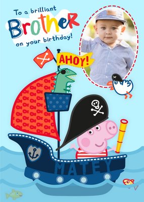Peppa Pig Brother Birthday Photo Upload Card