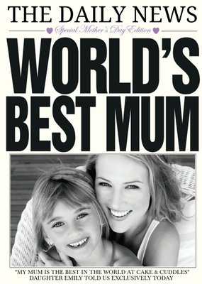Mother's Day Card - World's Best Mum - Photo Upload