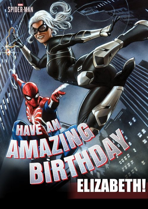 Marvel Spiderman Gamerverse Black Cat Birthday Card