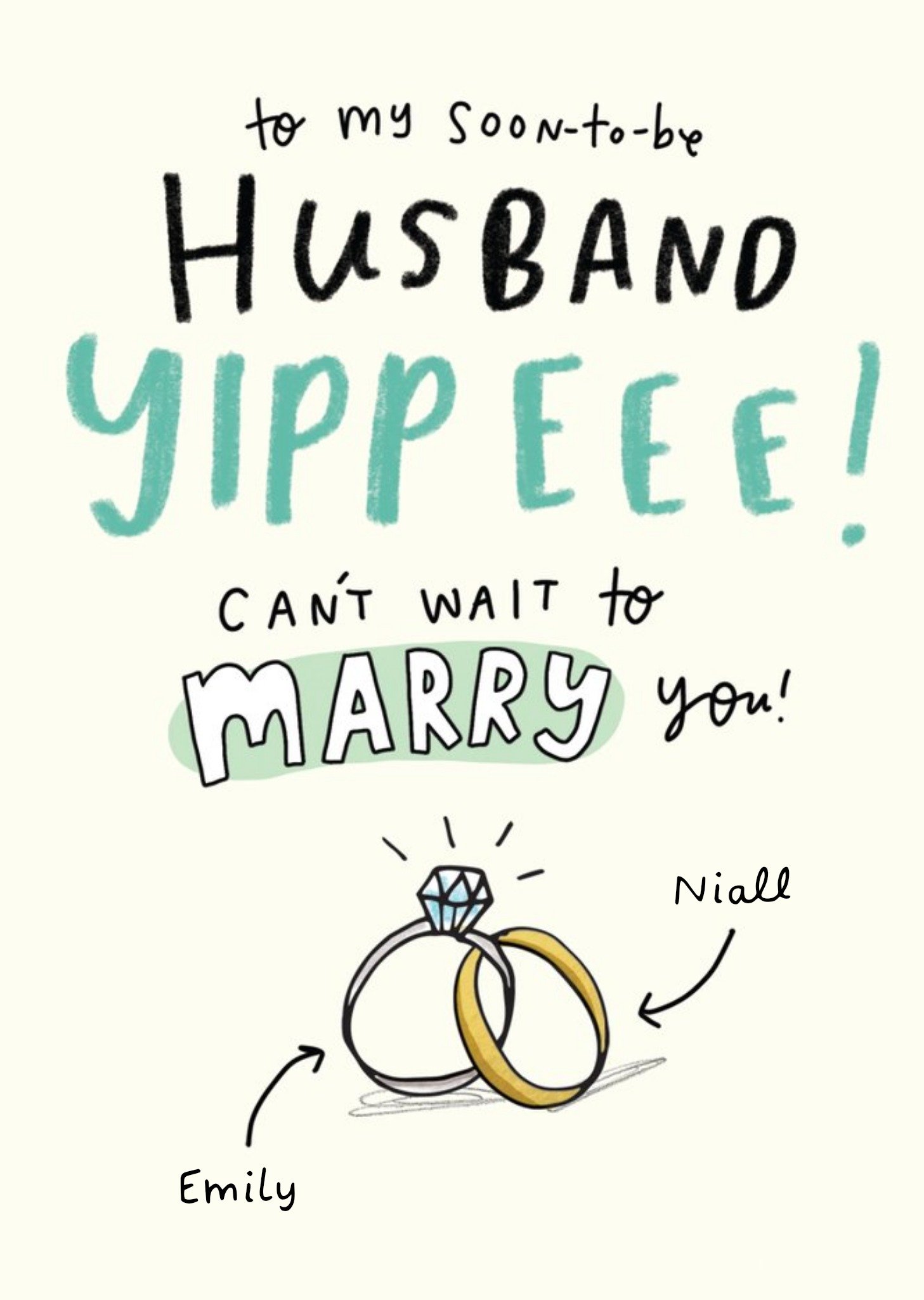 Moonpig Emily Coxhead's The Happy News Can't Wait To Marry You Husband Wedding Card, Large