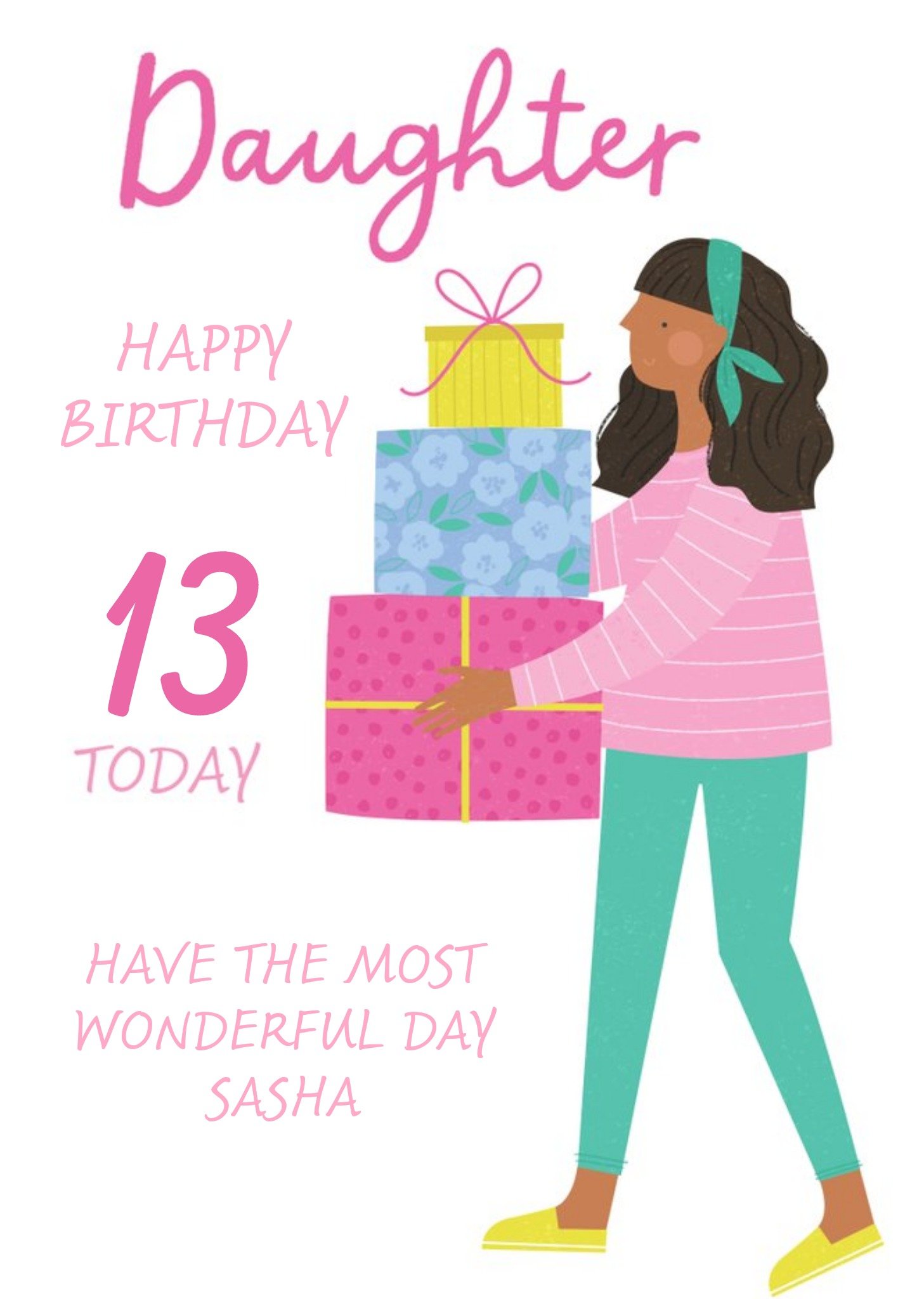 Moonpig Pattern Wrapped Presents 13Th Birthday Daughter Card, Large
