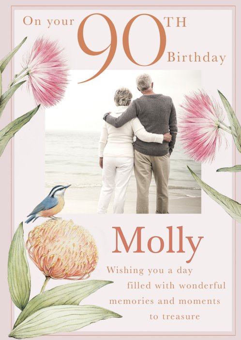 Happy 90th Birthday floral card
