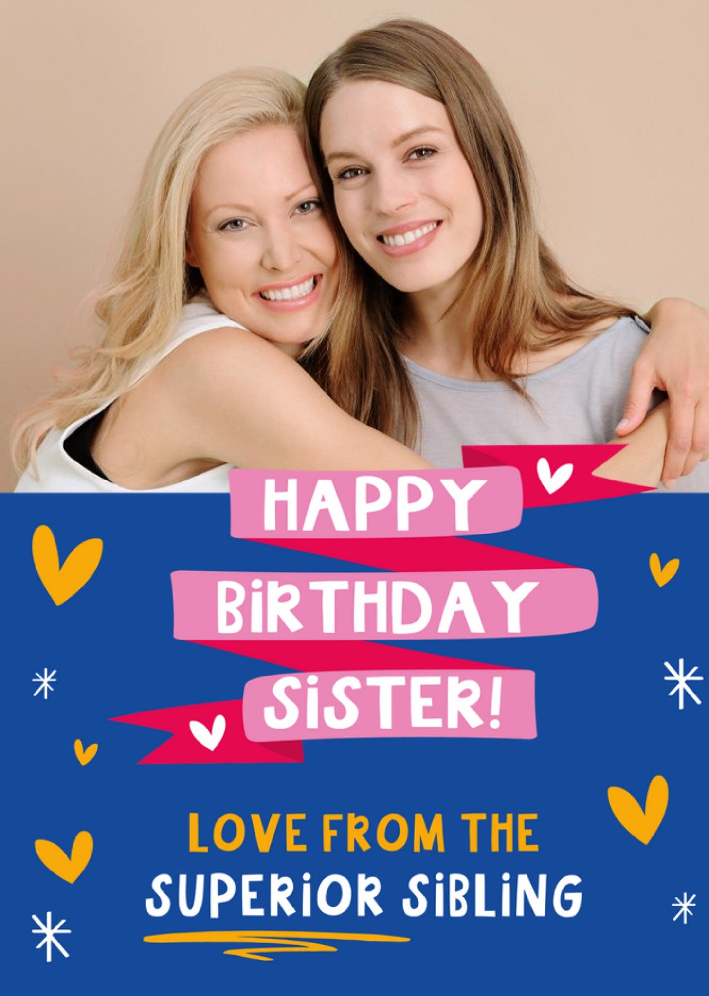 Moonpig Funny Quote Illustrated Sister Photo Upload Birthday Card Ecard