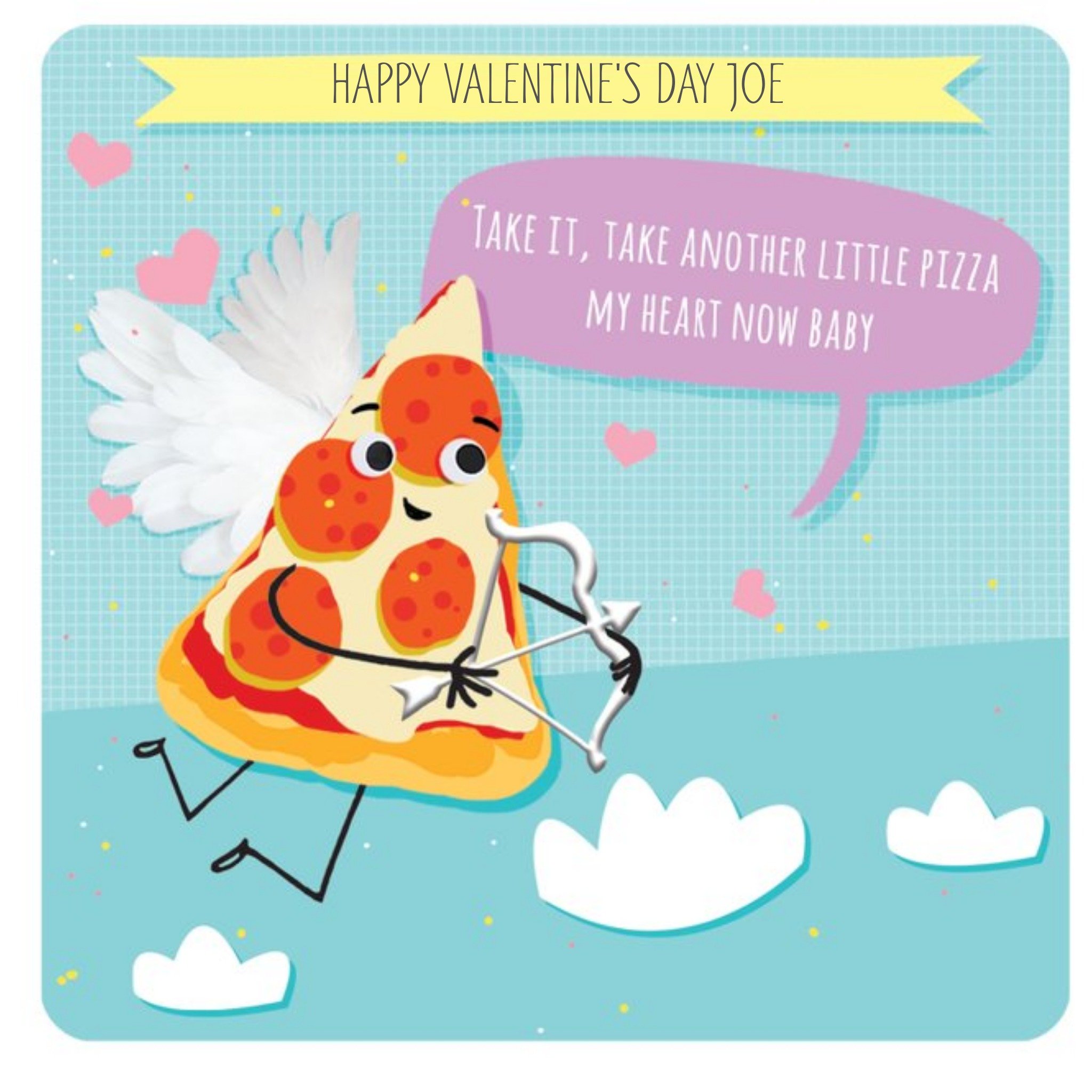 Funny Pizza Pun Personalised No Photo Valentines Day Card, Square