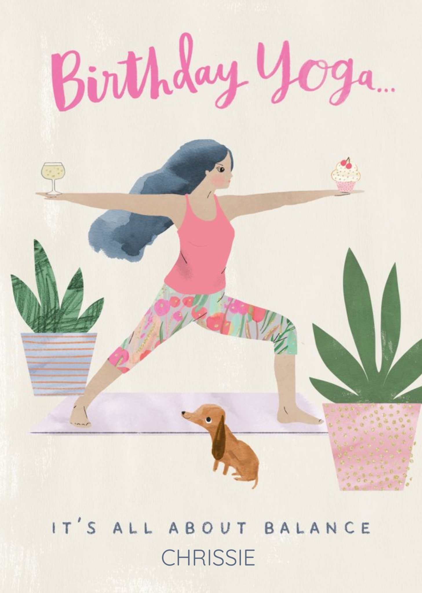 Moonpig Pigment Hey Girl Birthday Yoga Life Balance Health Wellbeing Birthday Postcard