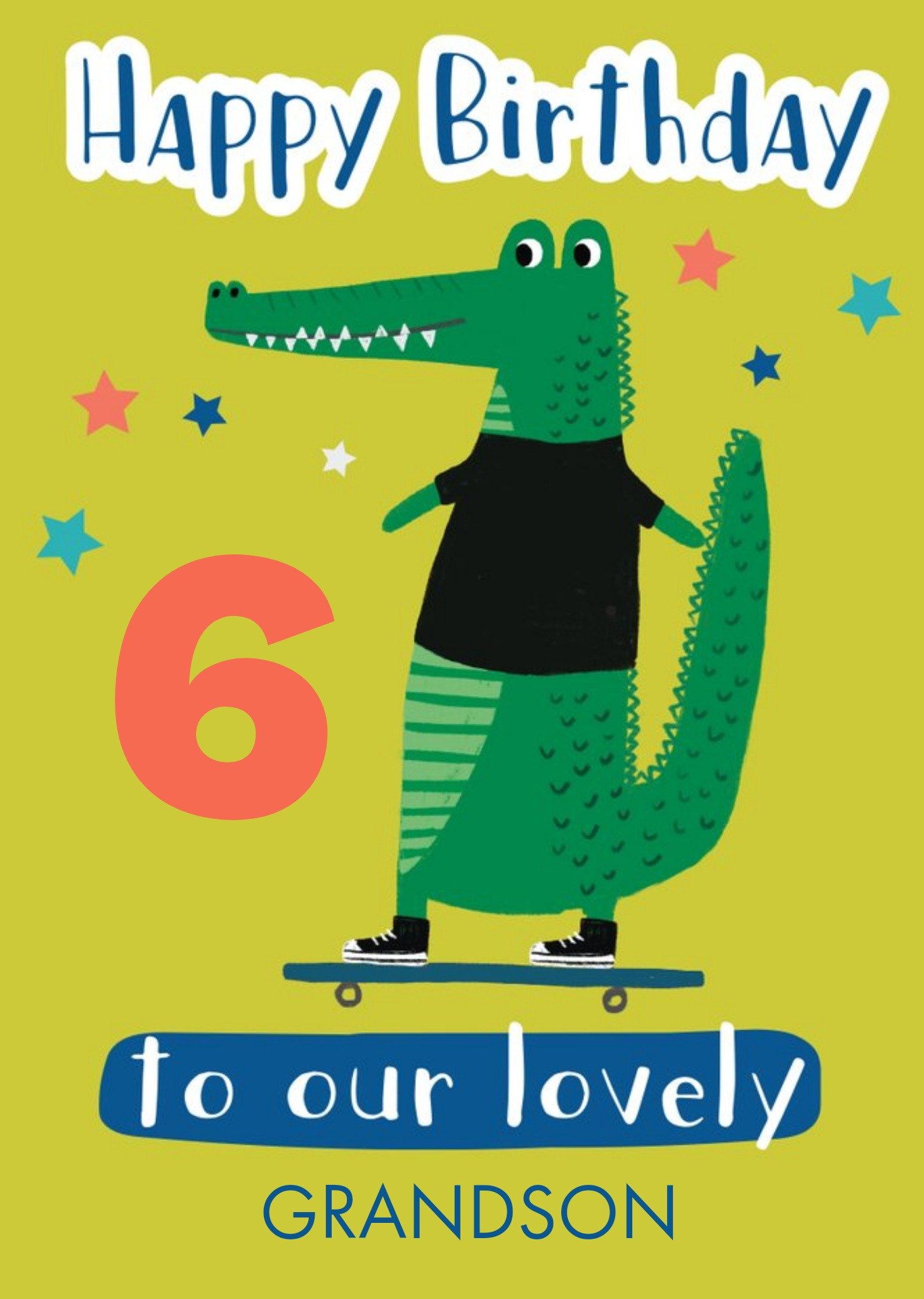 Skateboarding Crocodile Personalise Age And Name Birthday Card Ecard