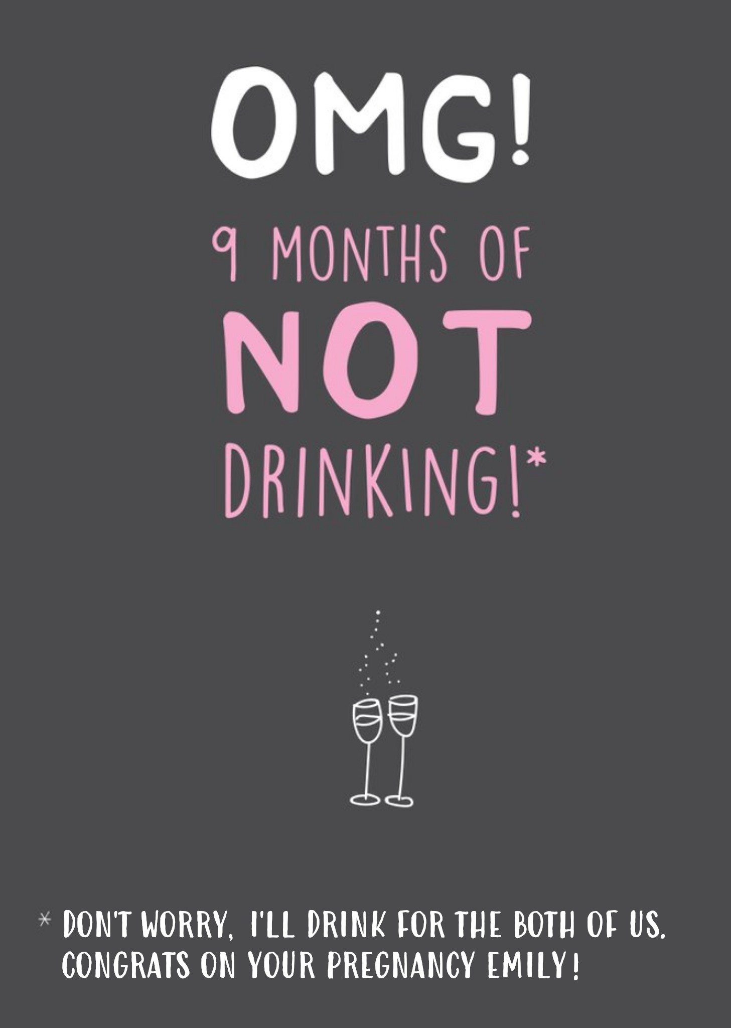 Moonpig Funny Not Drinking Pregnancy Card, Large