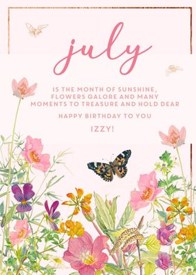 Edwardian Lady Floral July Birthday Card