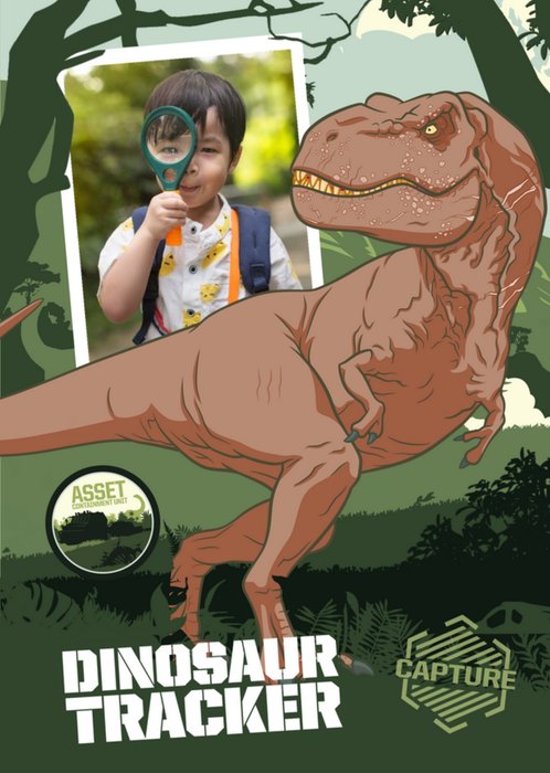 Kids Birthday card - dinosaurs - jurassic world - tyrannosaurus rex