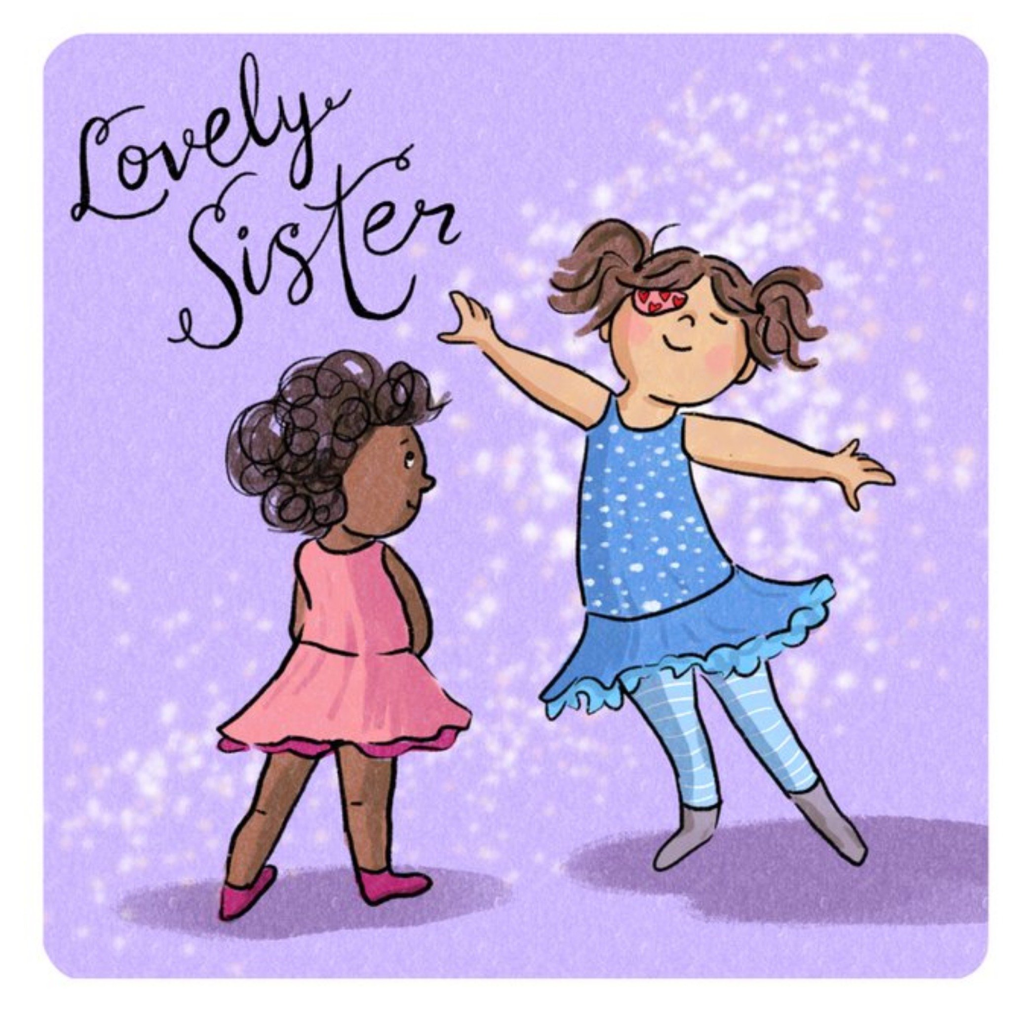 Cake And Crayons Illustrated Lovely Sister Birthday Card, Square