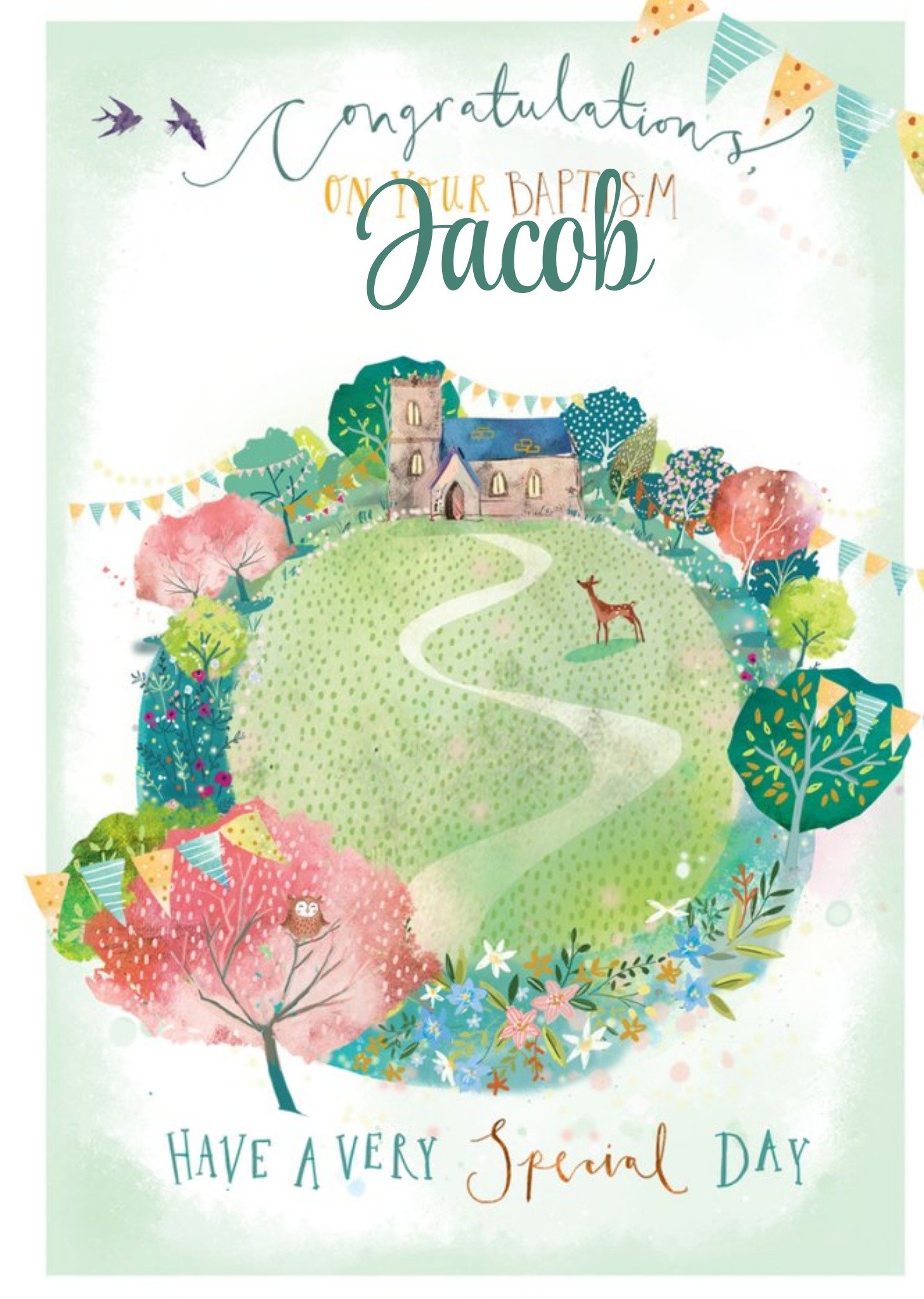 Cute Illustration Of A Forest Scene Personalised Card Ecard