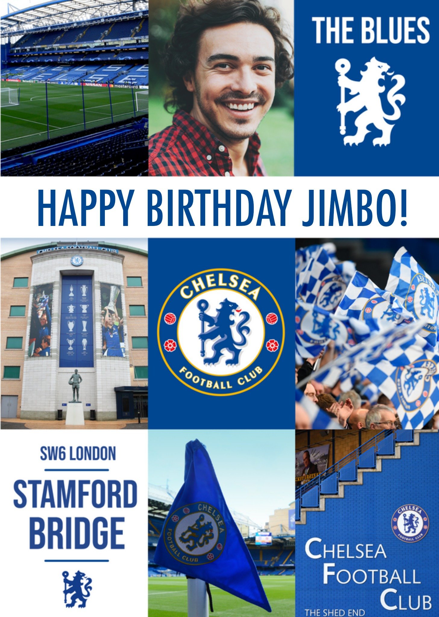 Chelsea Happy Birthday Personalised Photo Upload Card Ecard