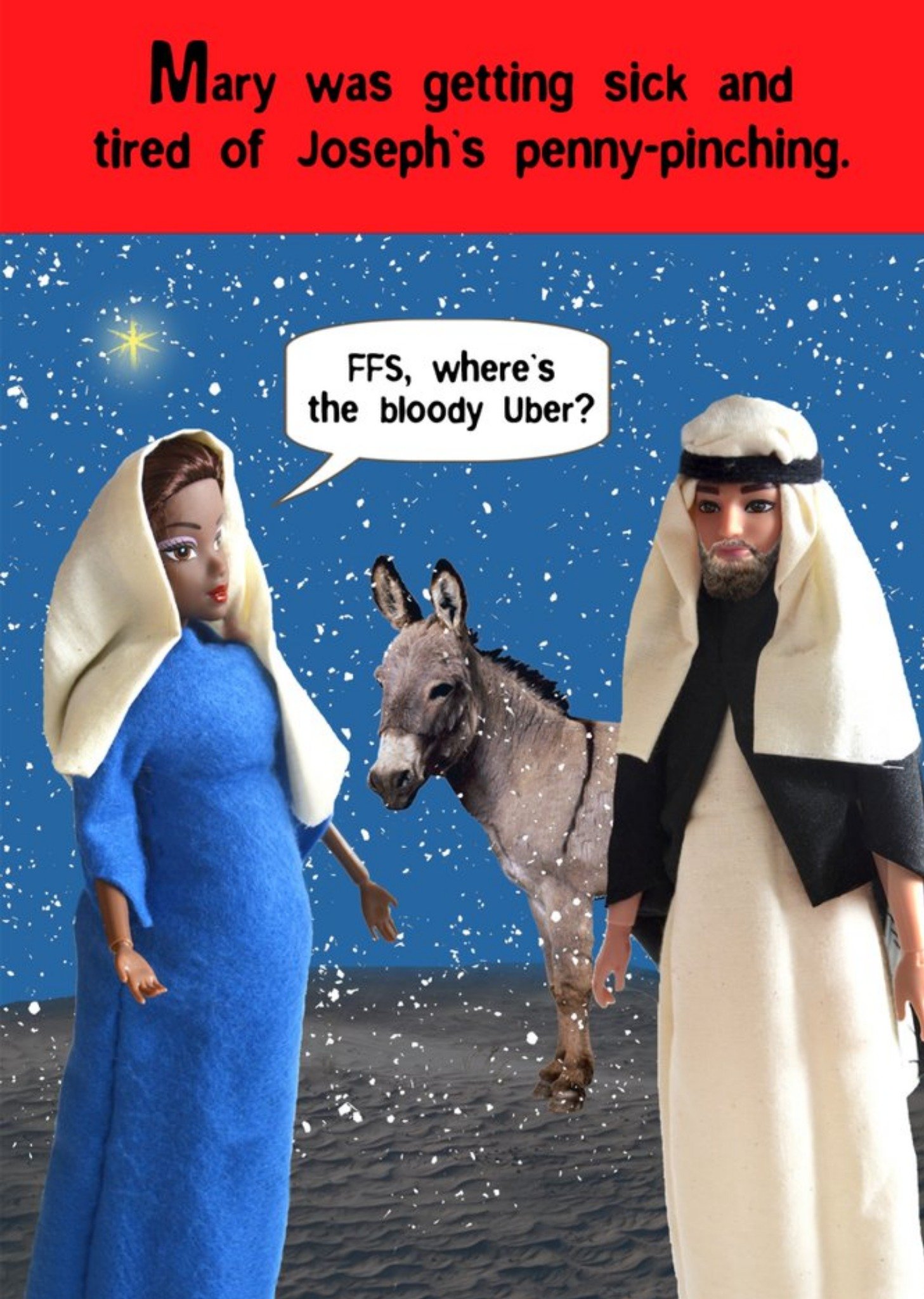 Go La La Funny Mary And Joseph Christmas Card, Large