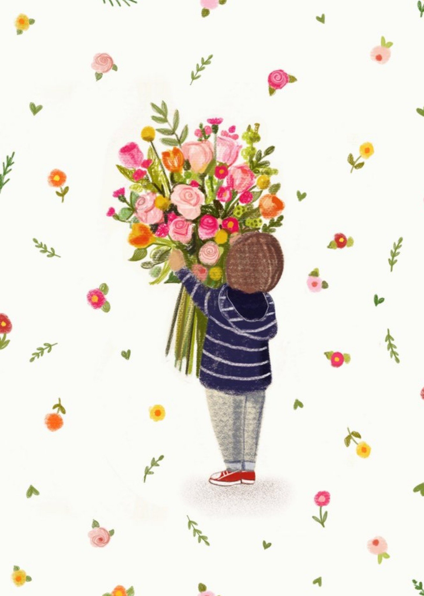 Love Lucy Illustration Character With Floral Bouquet Card Ecard