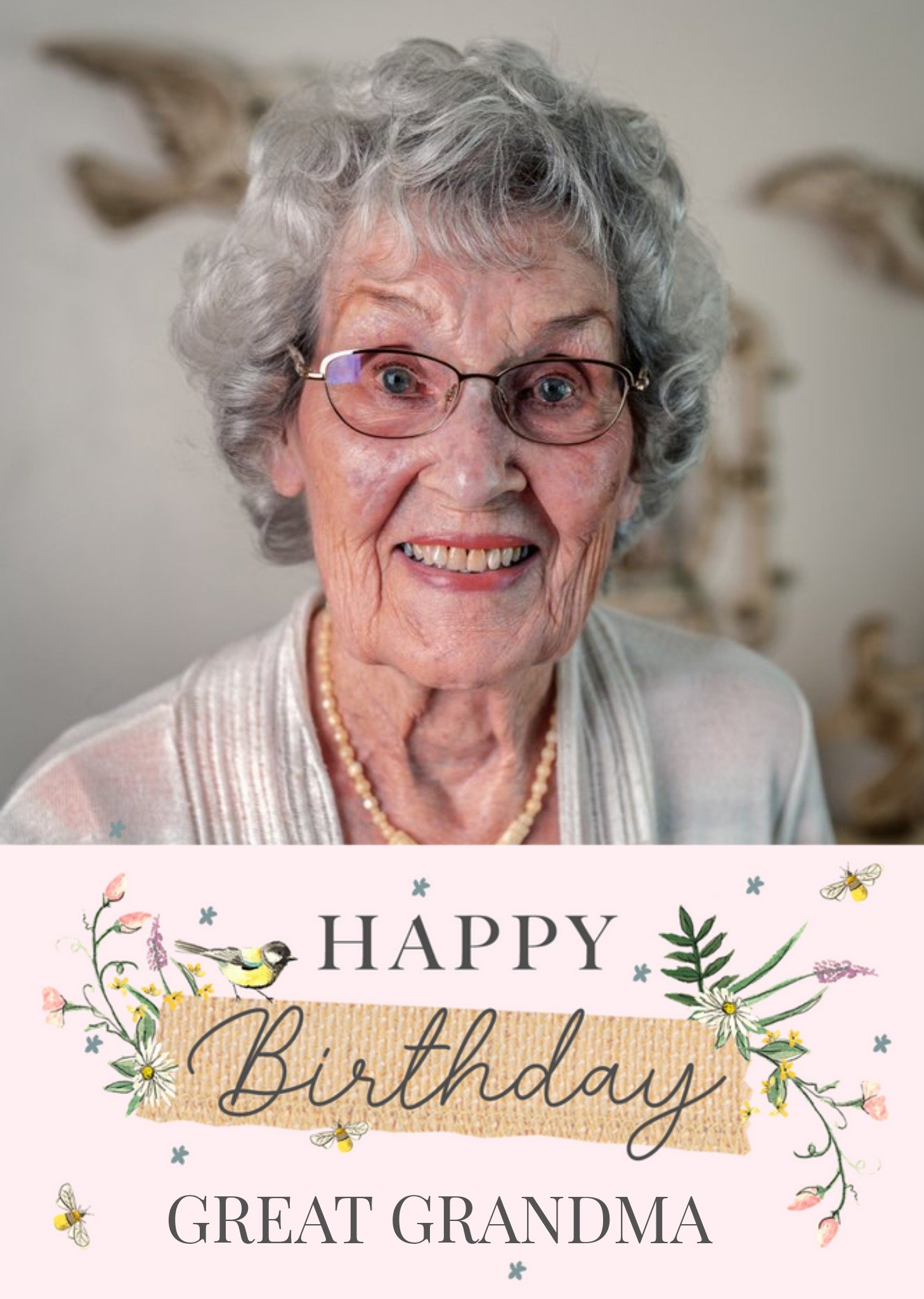 Okey Dokey Design Happy Birthday Great Grandma Photo Upload Card, Large