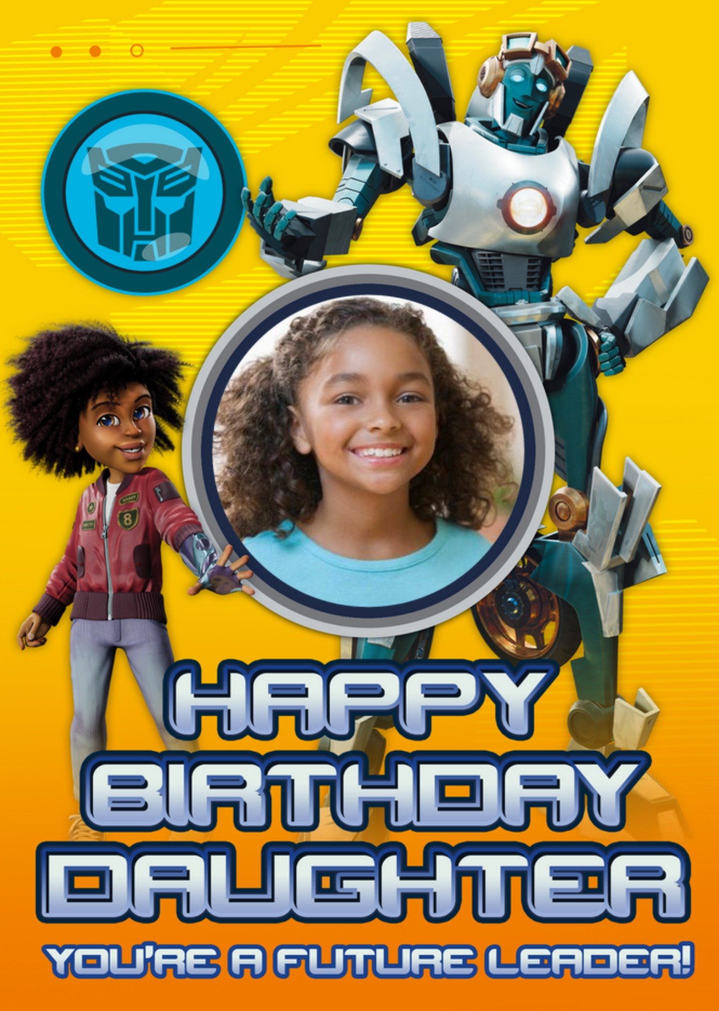 Transformers Earthspark Photo Upload Birthday Card, Large