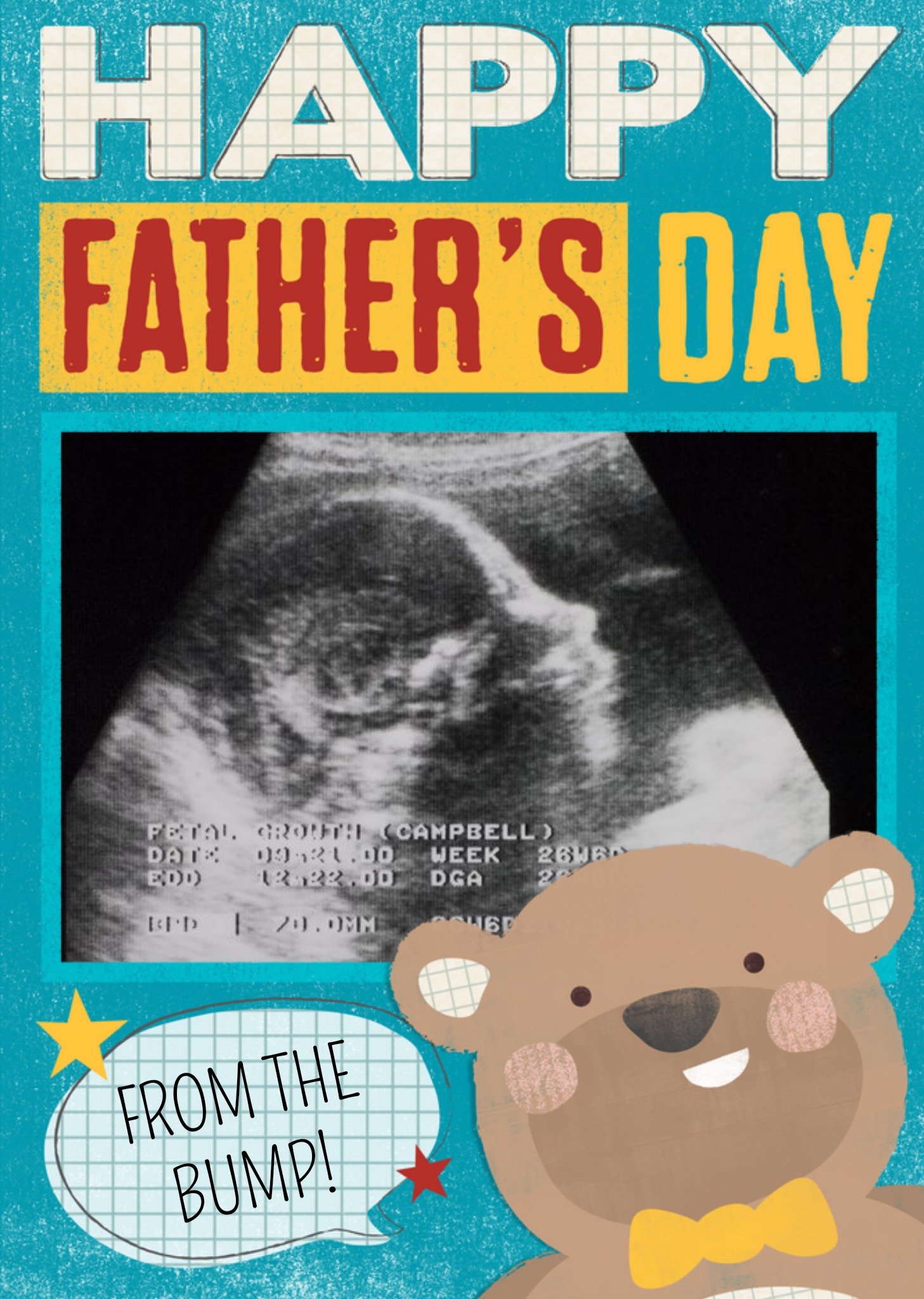 Moonpig Bear With Speech Bubble Personalised Happy Father's Day From The Bump, Large Card