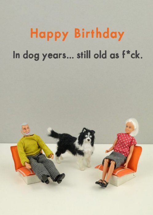 Funny Dolls In Dog Years...Still Old Birthday Card