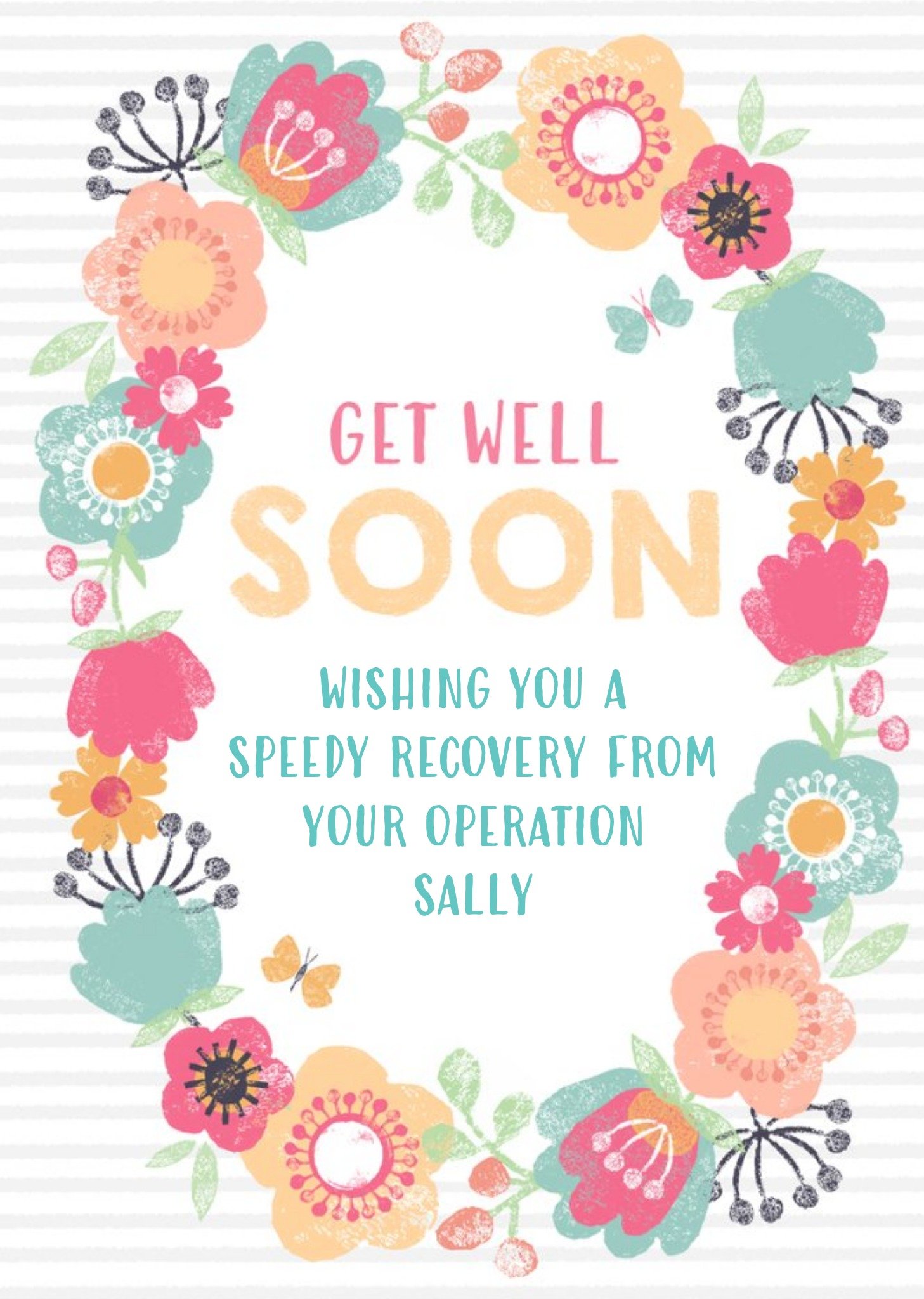 Moonpig Personalised Get Well Soon After Your Operation Card, Large