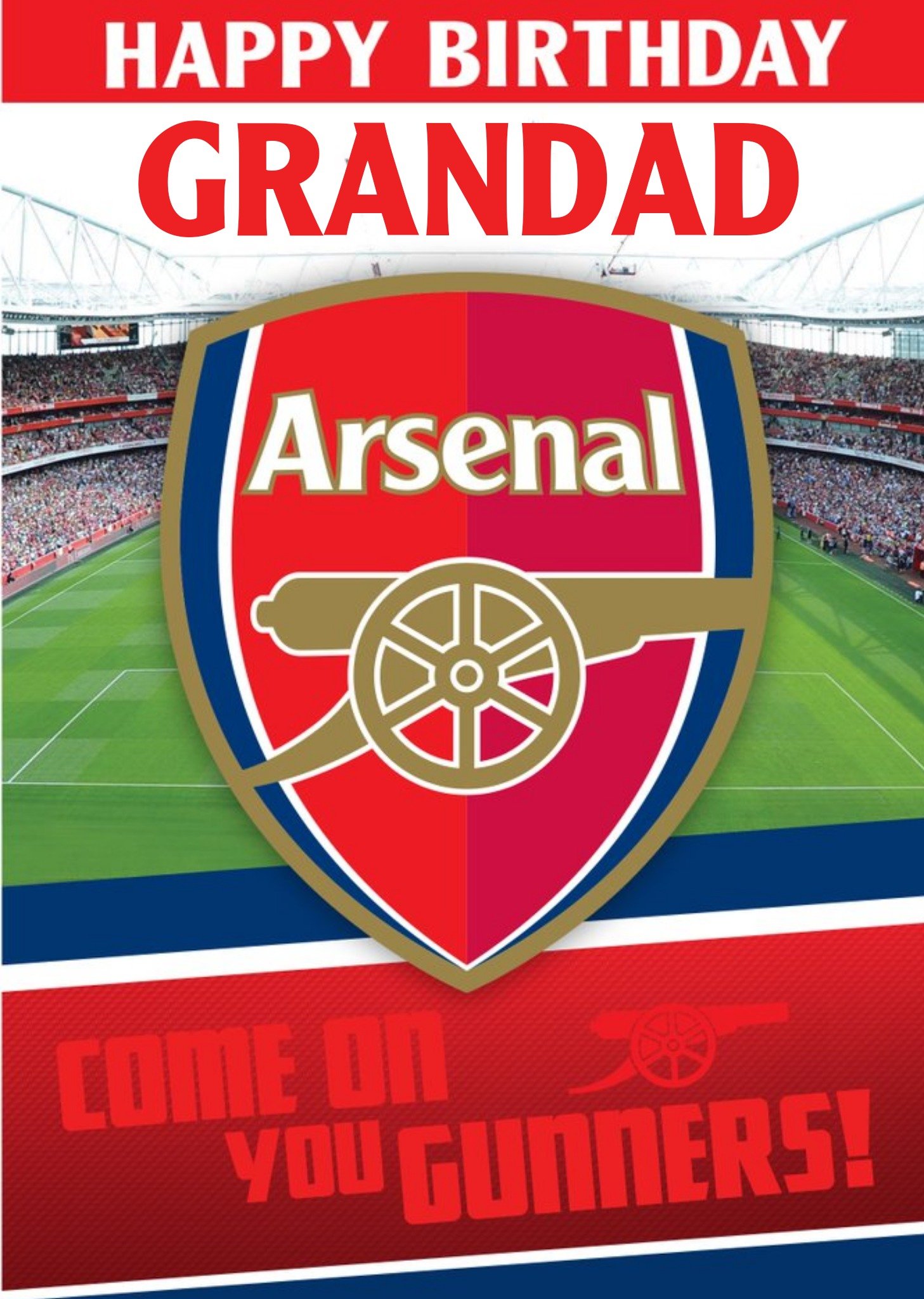 Arsenal Fc Birthday Card - Grandad - Come On You Gunners, Large