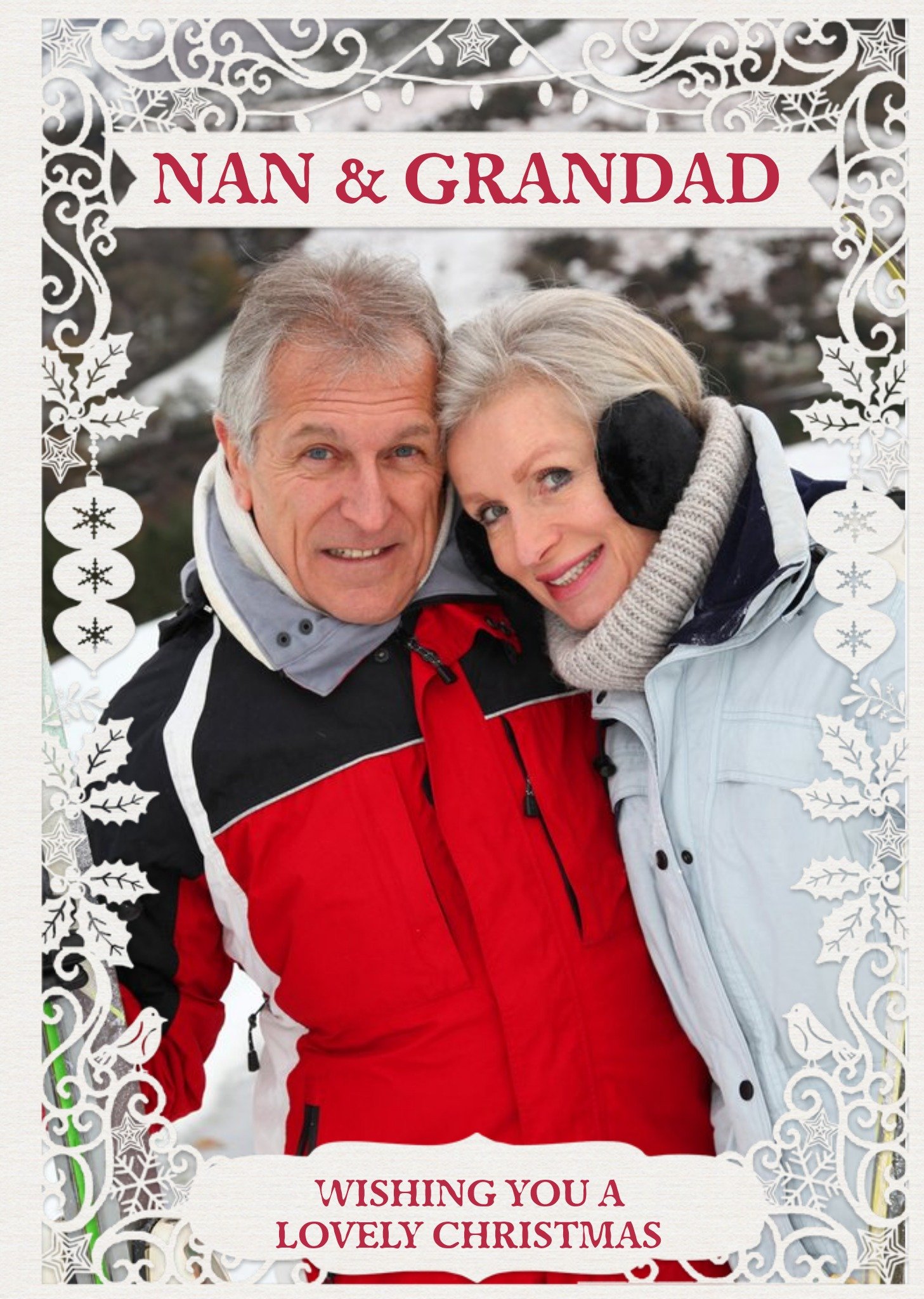 Moonpig Paper Frames Photo Upload Christmas Card Nan And Grandad Wishing You A Lovely Christmas, Lar