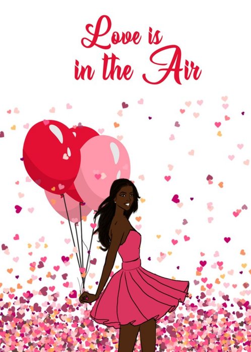 Illustrated Love Is In The Air Valentines Day Card