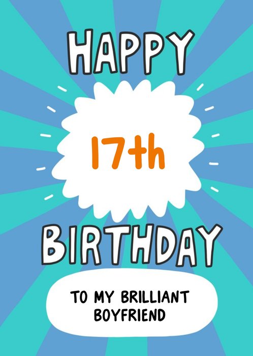 Fun Illustrated Typographic Boyfriend Birthday Card