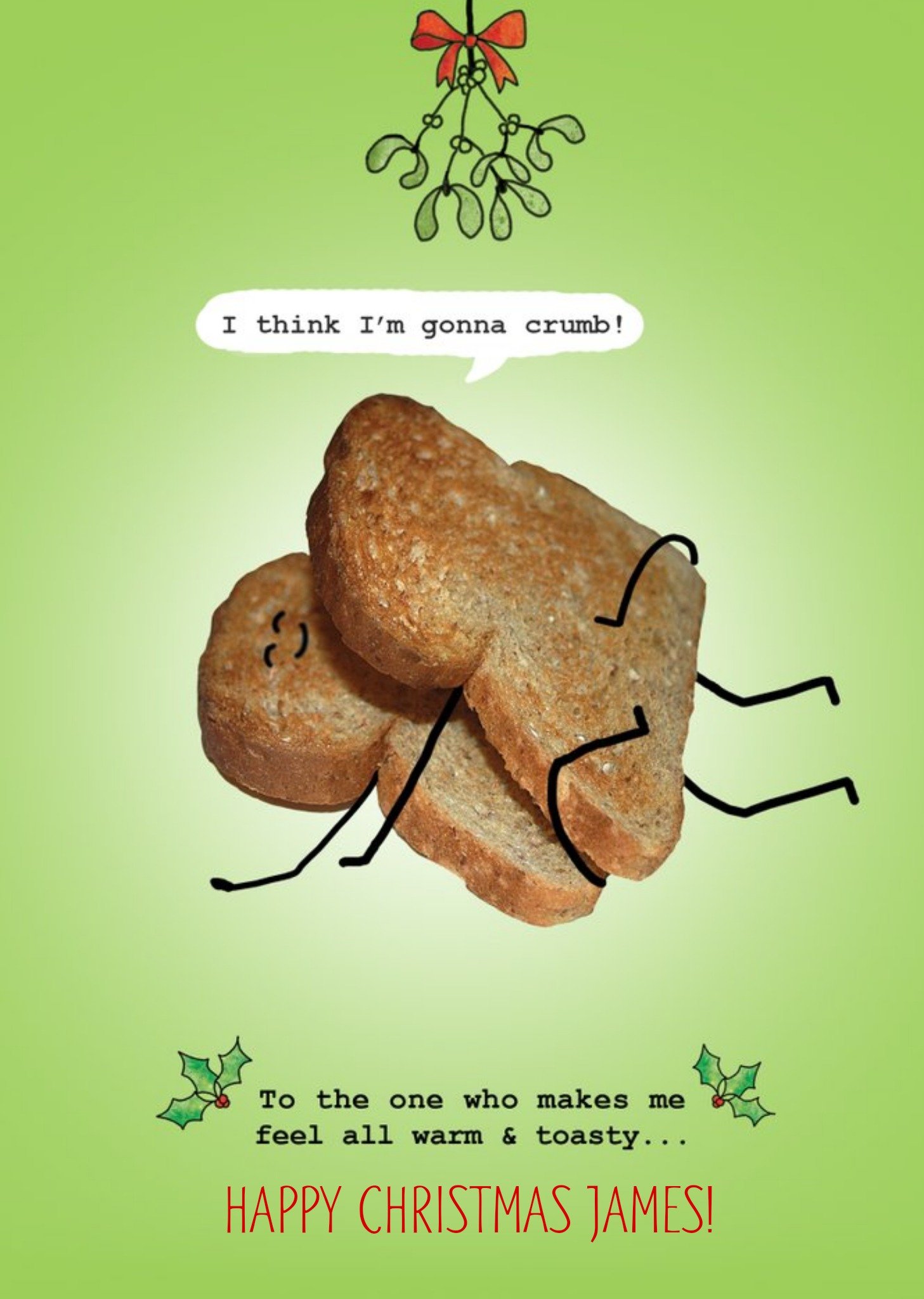 Moonpig Personalised Naughty Funny Toast Christmas Card, Large